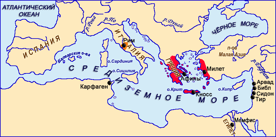 Карта древней греции и древнего рима